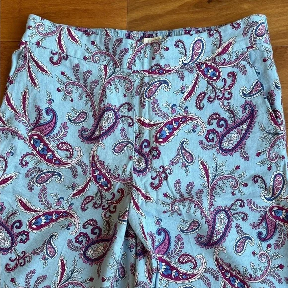 LOFT Blue Paisley Wide Leg Pants - Picture 2 of 9